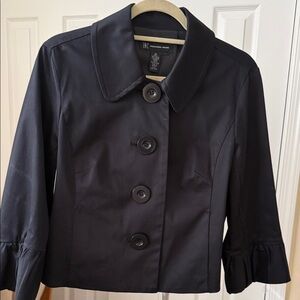 INC International Concepts Women's Black Button-Up Trench Jacket